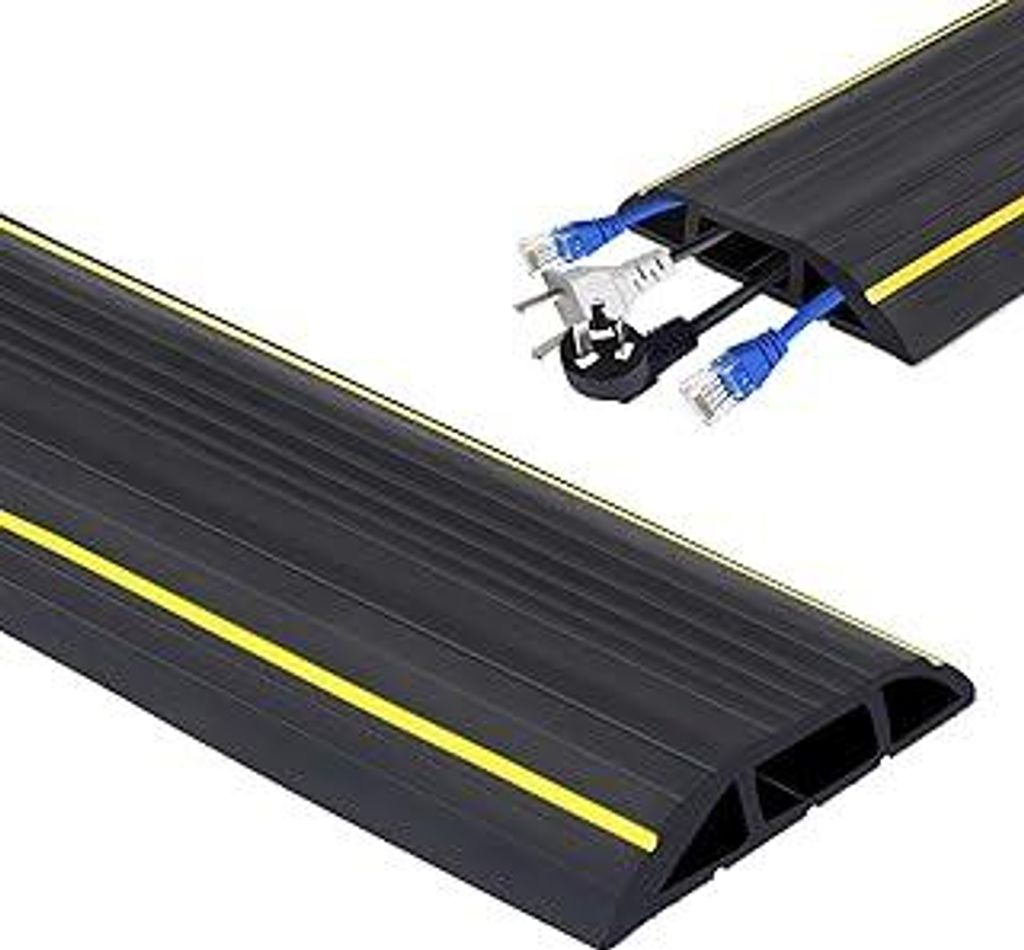Boden Kabelbrücke, 3M Fussboden Kabelkanal, Flexibler PVC Bodenkabelschutz, Boden Kabelabdeckung zum Büro, Werkstatt, Lager, Konzert usw, Kabelsc...