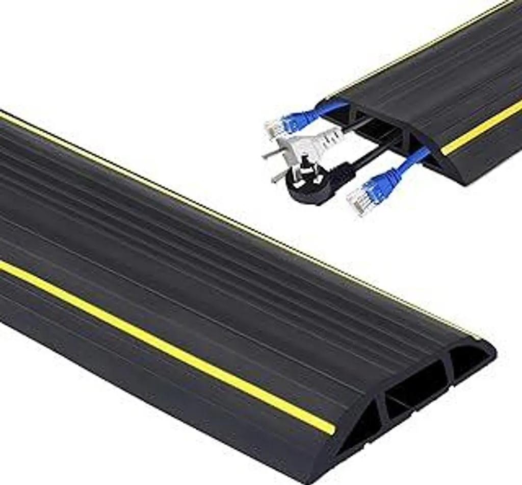 Passerella per cavi da pavimento, canalina per cavi da pavimento 3M, protezione flessibile per cavi da pavimento in PVC, copertura per cavi da pavimento per ufficio, officina, magazzino, concerti ecc., protezione per cavi e prevenzione di rischi di inciampo - 1