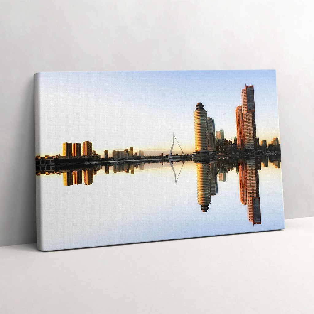 Eine Stadt am Fluss – Leinwandbild Wandbild – 30x20 cm – Leinwandbilder – Wandbilder – Schlafzimmer – Flur