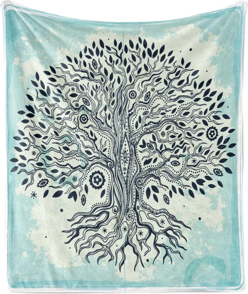 Coperta Flanella ABAKUHAUS 175x230 cm Albero della Vita Design - 1