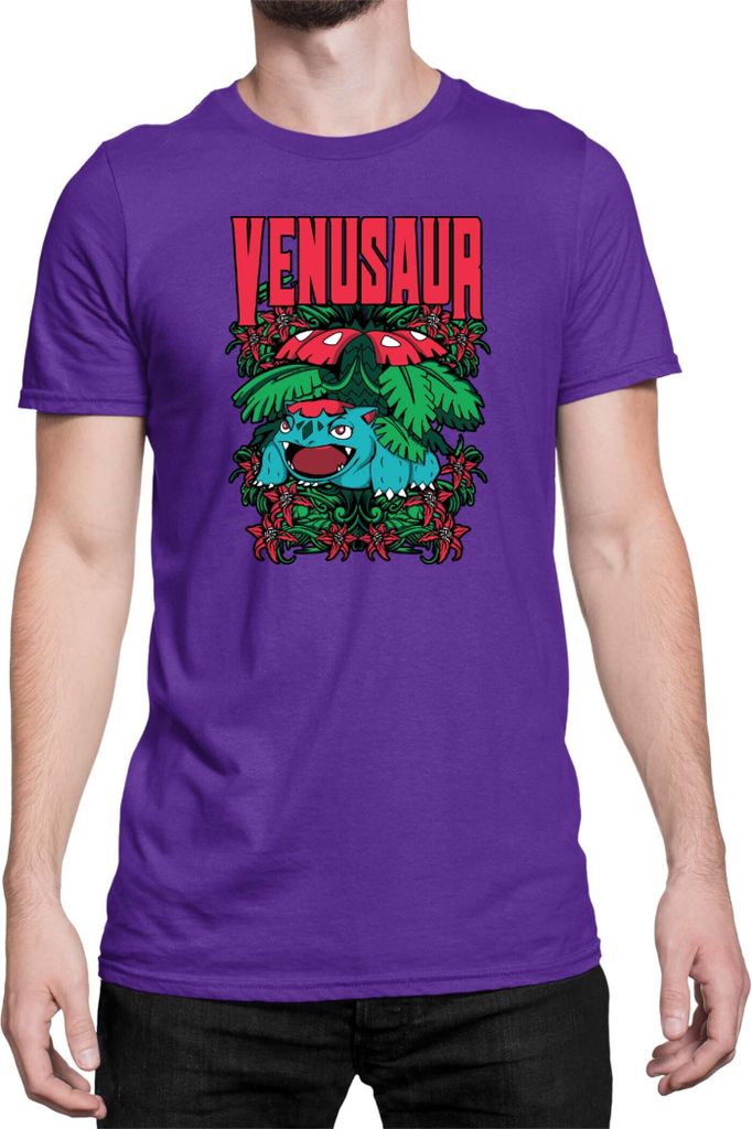 Herren T-Shirt Japan Anime Manga Pokemon Venusaur, Man M / Lila
