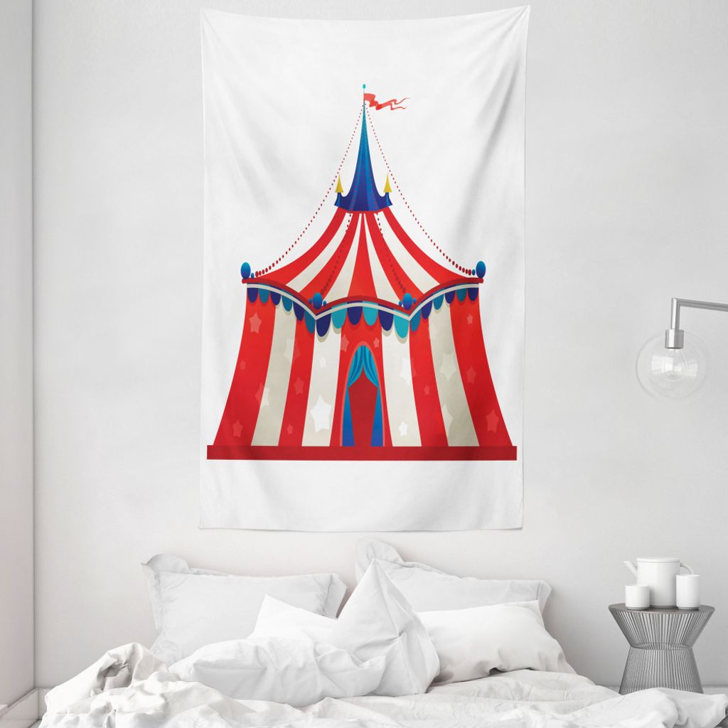 ABAKUHAUS rot-Weiss Wandteppich und Tagesdecke, Sterne gestreifter Zirkus aus Weiches Mikrofaser Stoff Waschbar ohne Verblassen Digitaldruck, 140 x...
