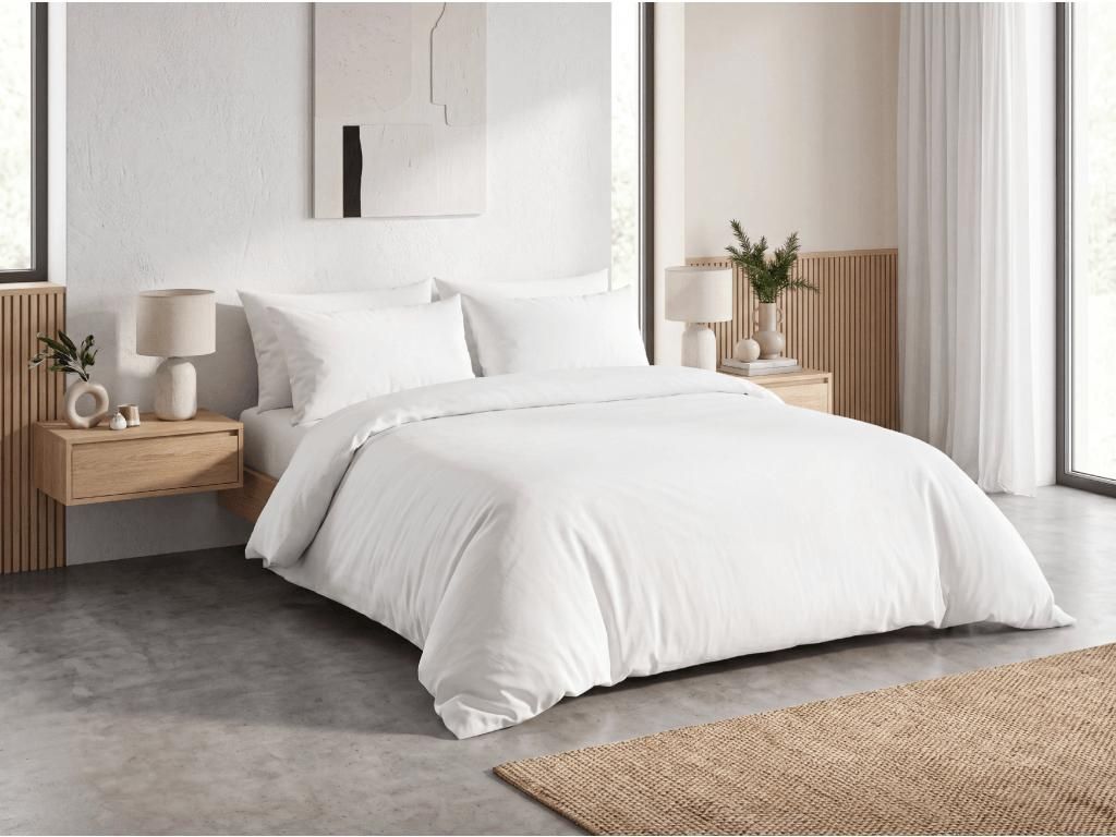 Bílé bavlněné povlečení LUX knoflík 70x90 + 140x200 Obrázek produktu 