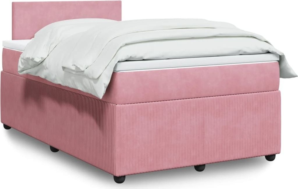 Möbel Boxspringbett mit Matratze Rosa 120x190 cm Samt - Klassische Bettrahmen 3287685