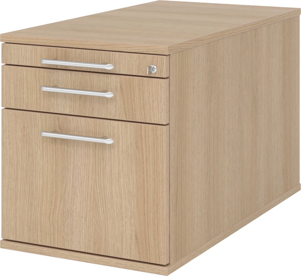 bümö office Rollcontainer - mit Hängeregistratur - Griff: Relinggriff (Kunststoff), Nachbildung: Eiche