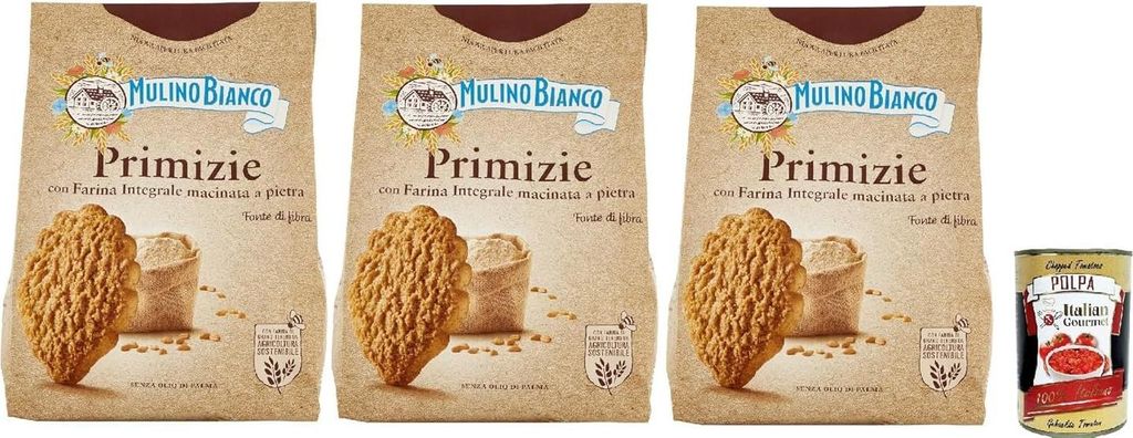 Italian Gourmet Vollkornkekse Primizie 3 x 700 g – Knusprige Frühstückskekse mit Stein gemahlenem Mehl, reich an Ballaststoffen + Italian Gourm...