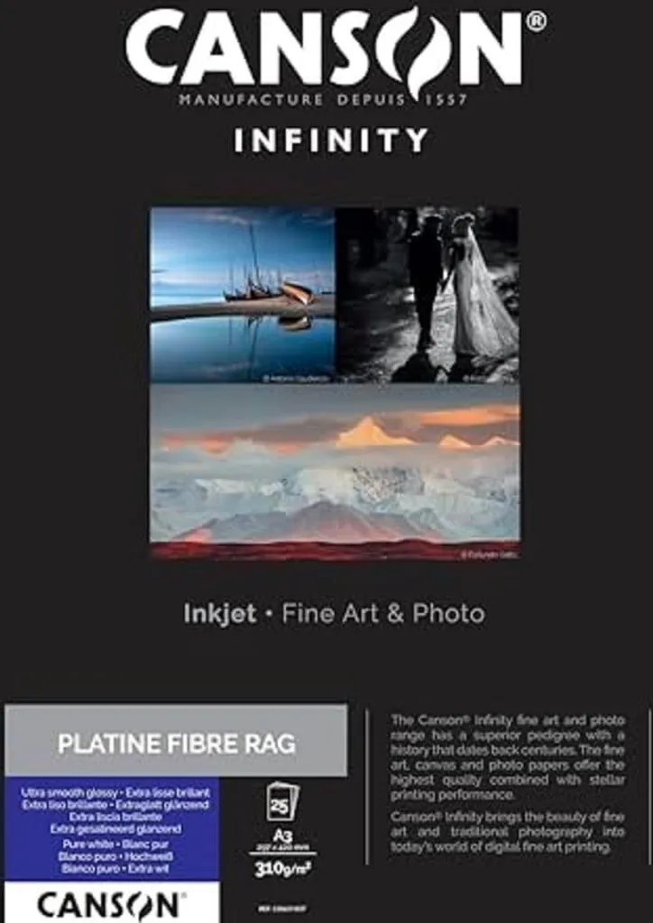 Offerta Canson Platine Fibre Rag 310g A3 - Carta Fine Art 25 Fogli