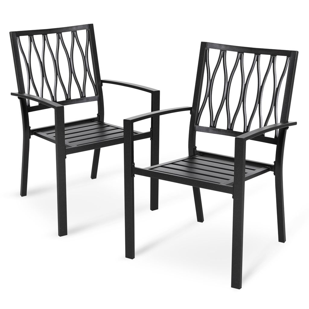 Stapelbare Gartenstühle 2er Set, pulverbeschichtetes Eisen, Produktbild 