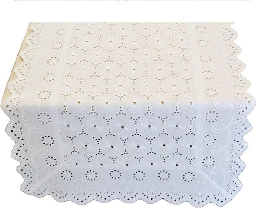 Tischdecke, Tischläufer, durchbrochen, zart, Nela 35x110 Weiß
