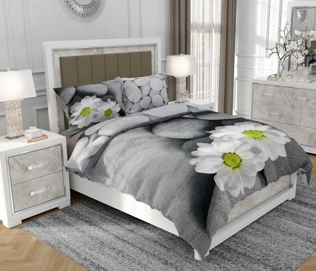 Bettwäsche 200x220 cm + 2x70x80 cm, 3-teilig, 100% Baumwolle, Satin, Reißverschluss, Bunt - SOVIO | So.0311