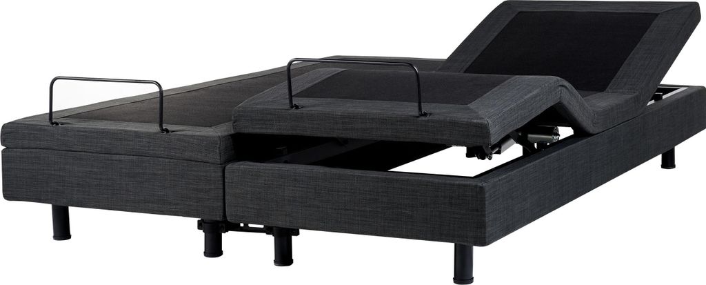 BELIANI Plattform Bett Dunkelgrau 180 x 200 cm Elektrisch Praktisch Kopfstütze und Fußteil Verstellbar 2 Fernbedienungen Bequeme Sitzstellung Modern