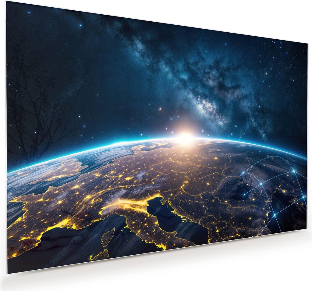 Glasbild 75x50cm in XXL für Wohnzimmer, Schlafzimmer Motiv Sonnenaufgang Erde