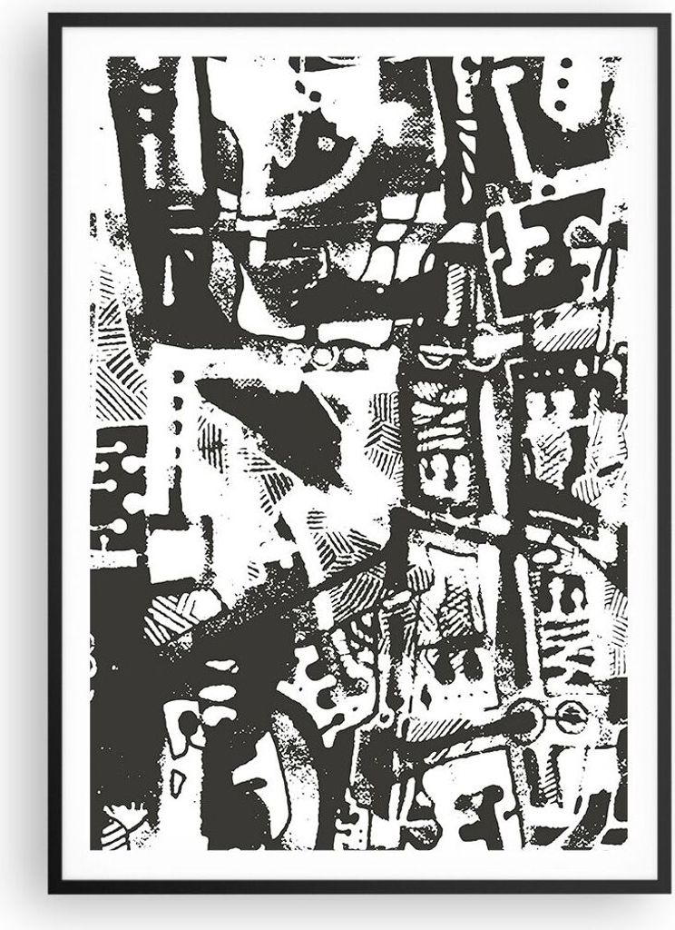 Gerahmtes Poster - Schwarzer Rahmen - Schwarzweiß Figuren Produktbild 