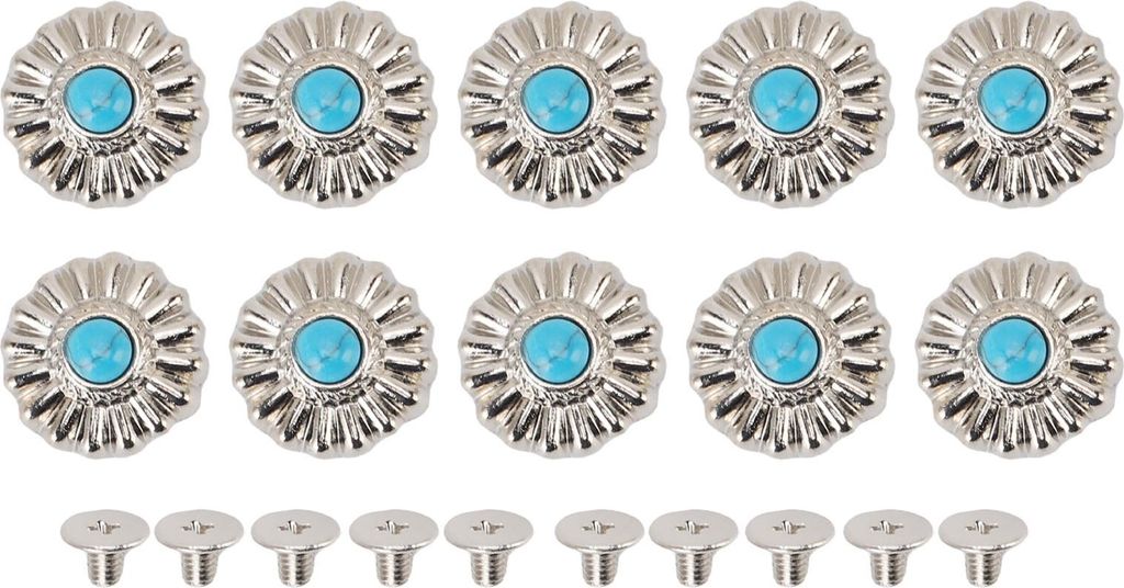 10 Set -Geldbörsen Leder Dekoration Schnalle Blaues türkisblüter Blumenfahrzeug für Brieftasche 16,5 mm silberne Gänseblümchen mit 4,5 mm pH ...