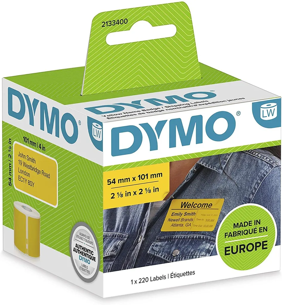 DYMO 2133400 Originali: 220 Etichette Gialle 54x101mm - Offerta