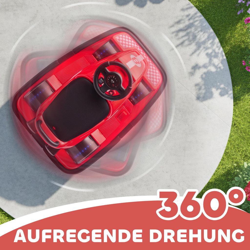 AIYAPLAY Kinder Elektro-Motorrad, 6V Kindermotorrad mit Musik, Kinderfahrzeug mit LED-Scheinwerfer, 3-5 km/h, für 3-6 Jahre Kinder, max. 25 kg, Rot