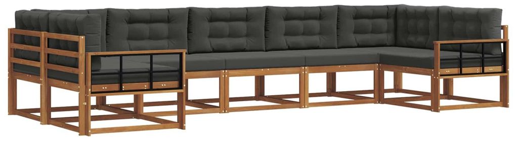 Saisonschlussverkauf -Outdoor-Sofa garnitur moderne - Balkonmöbel/Gartenlounge-Set - robust und langlebig - mit Kissen 7 pcs Natur und Anthrazit -...