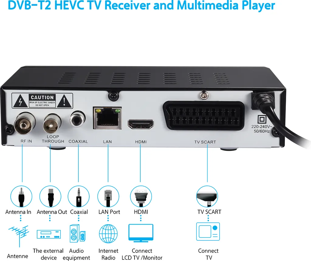 Récepteur TNT H.265 HEVC August DVB425 Multi-fonctions avec Timeshift