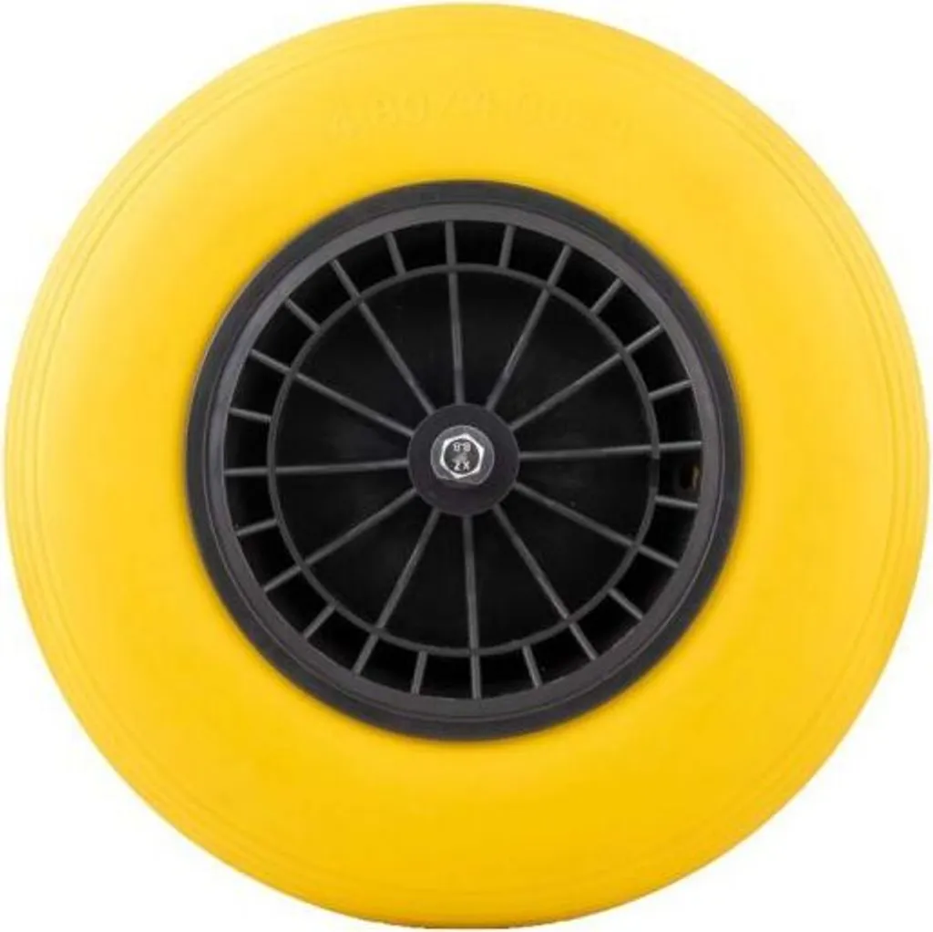 Roue de brouette 4.00-8 pour jardinage pneu jaune PU sans gonflage