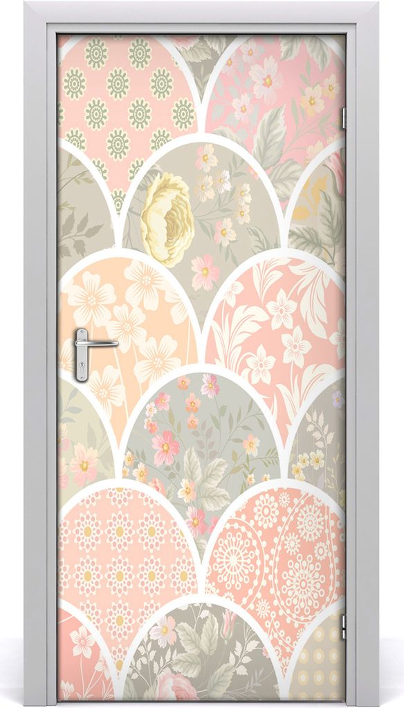 Tulup Türaufkleber 95x205 cm Dekorative Aufkleber Selbstklebend Wasserdichte Tapete Abnehmbar Schlafzimmer Wohnzimmer Wohnkultur - Blumenmuster