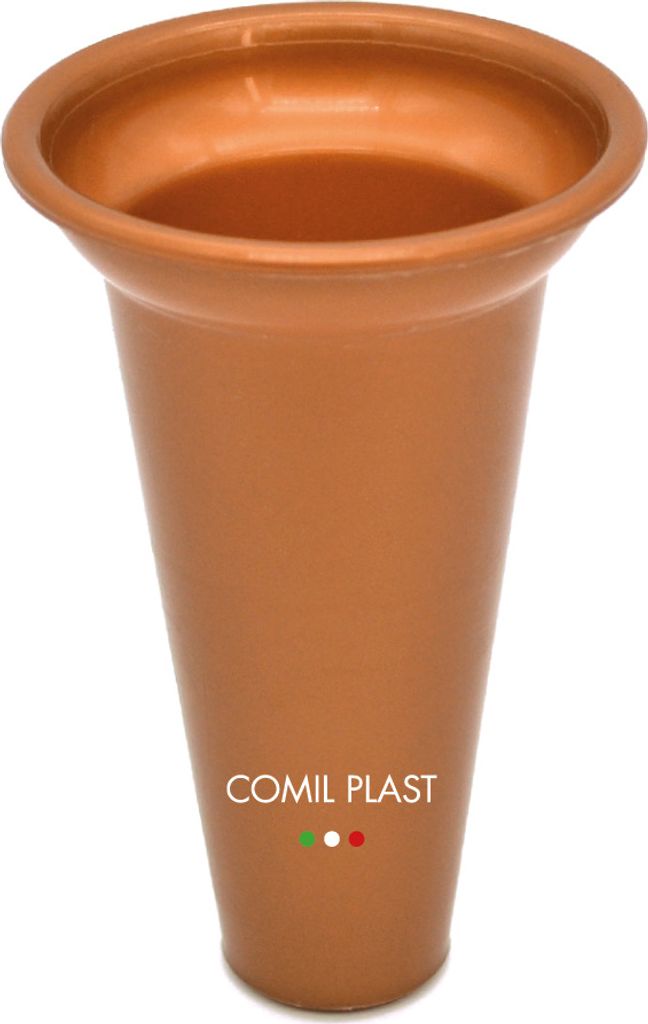 Comil Plast | Innenblumenhalter aus Kunststoff für Friedhofsvase Kupferfarbe | Durchmesser 6,8 cm, Höhe 11 cm., 11