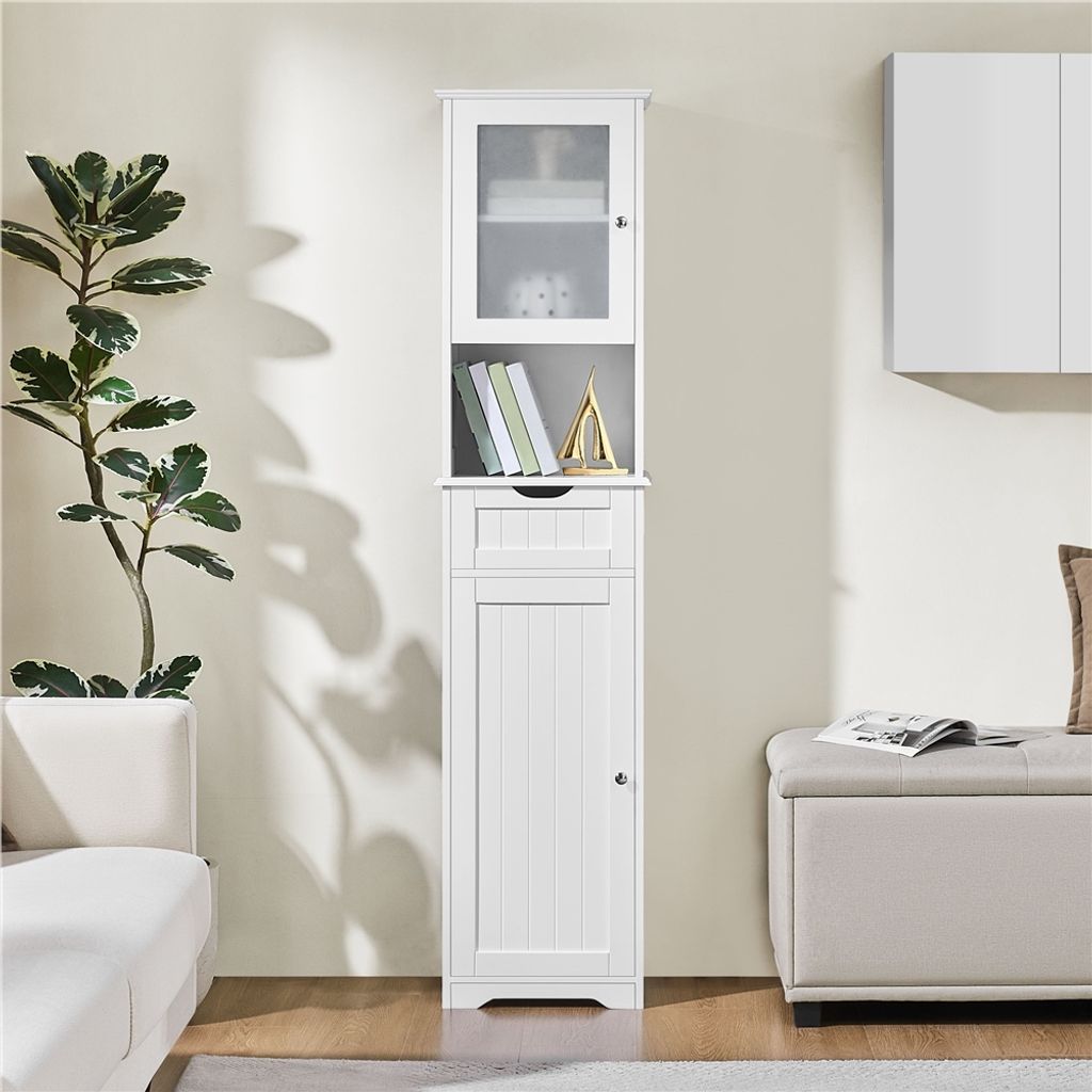 Yaheetech Badezimmerschrank schmal 170 cm Hochschrank Produktbild 
