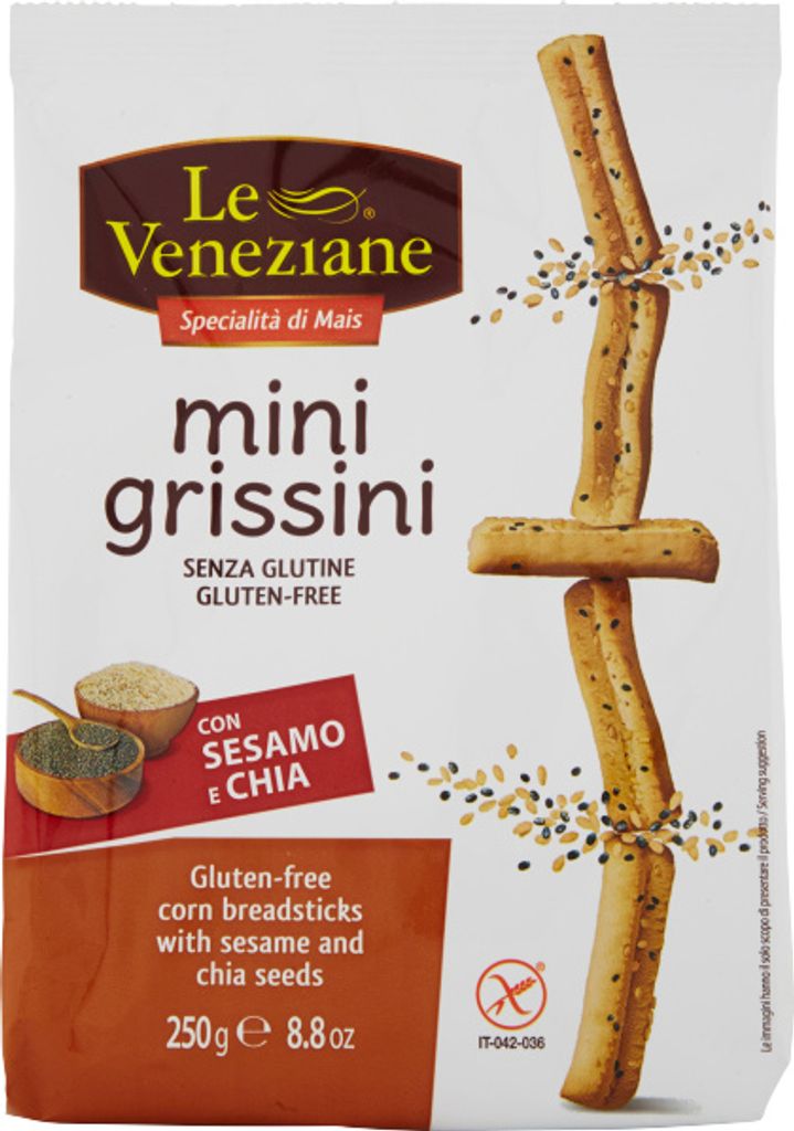 Glutenfreie Grissini mit Sesam und Chia 250g - Le Veneziane