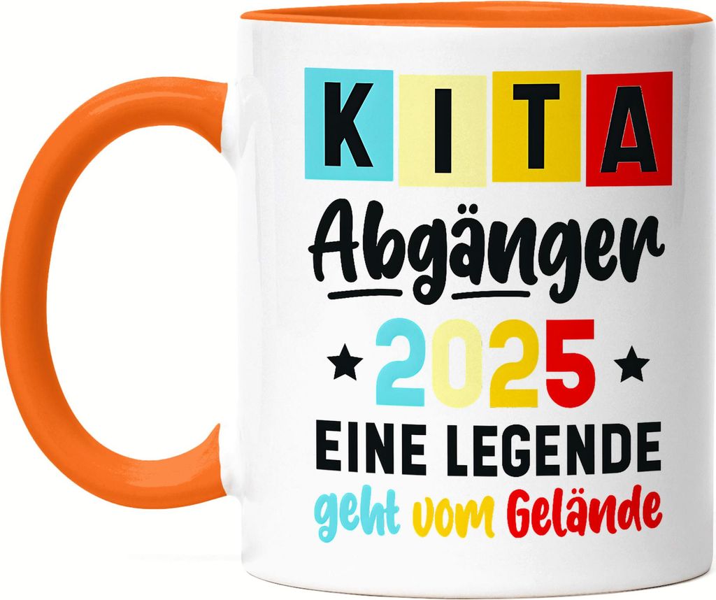 Kita Abgänger 2025 eine Legende geht vom Gelände Tasse Orange Kita Abgänger Kindergarten Abschluss Geschenk
