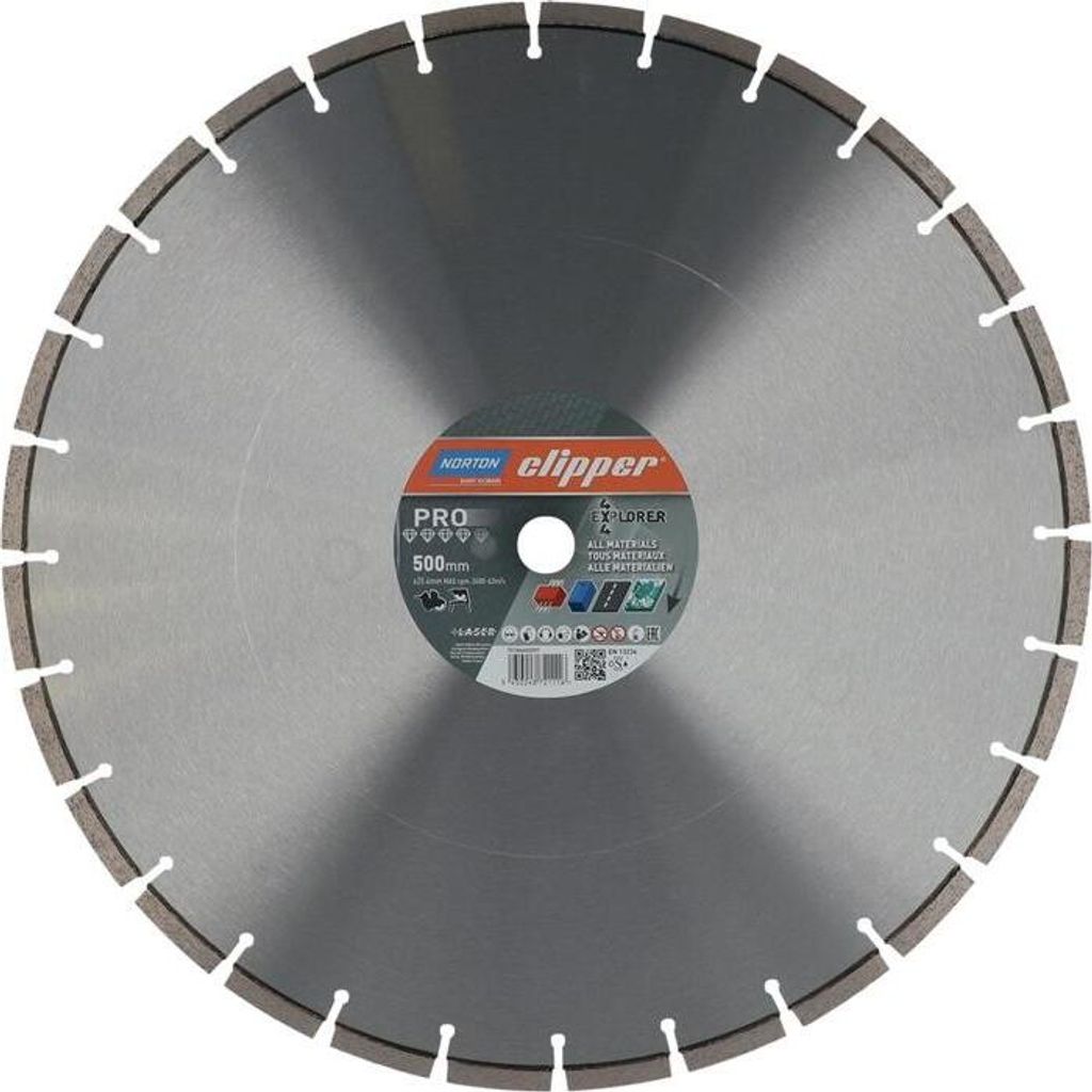 Diamanttrennscheibe 4x4 Explorer D.500mm Bohr.25,4mm 3,8mm 10mm NORTON CLIPPER