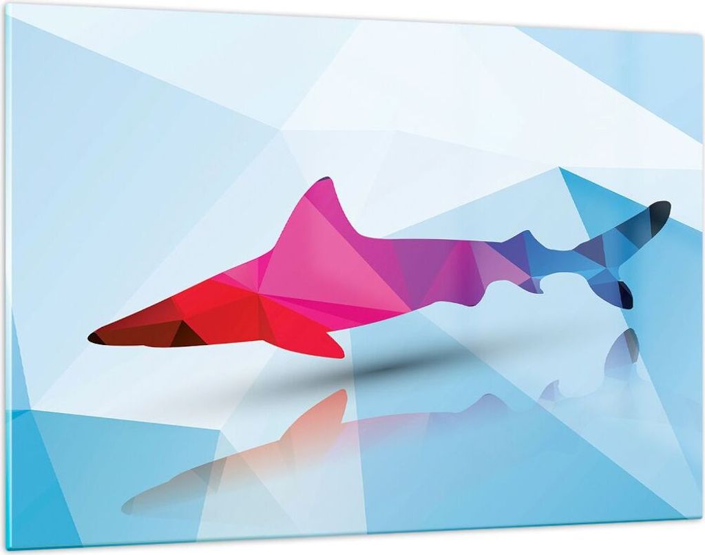 Bilder auf glas - Hai Illustration modern Grafik - 120x80cm Produktbild 