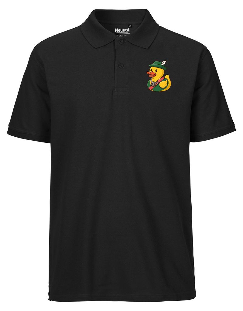 Huuraa Herren Polo Shirt Quietscheente Schützenkönigin Gummiente Schützenfest M Black Bio Baumwolle Fairtrade Poloshirt Geschenkidee