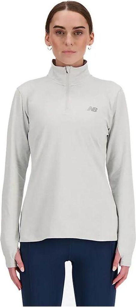 New Balance Sport Essentials Space Dye Halbreißverschluss-langarm-t-shirt Weiß L Damen Weiß L