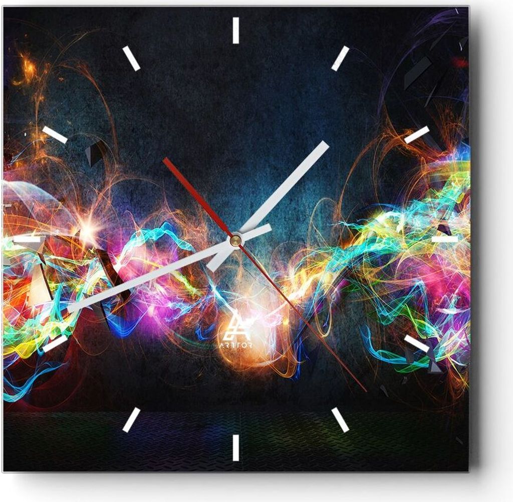 Wanduhr - Quadrat - Glasuhr - Abstraktion modern - 40x40cm - Schleichendes Uhrwerk - Lautlos - zum Aufhängen bereit - Dekoration Modern - Wanddeko...