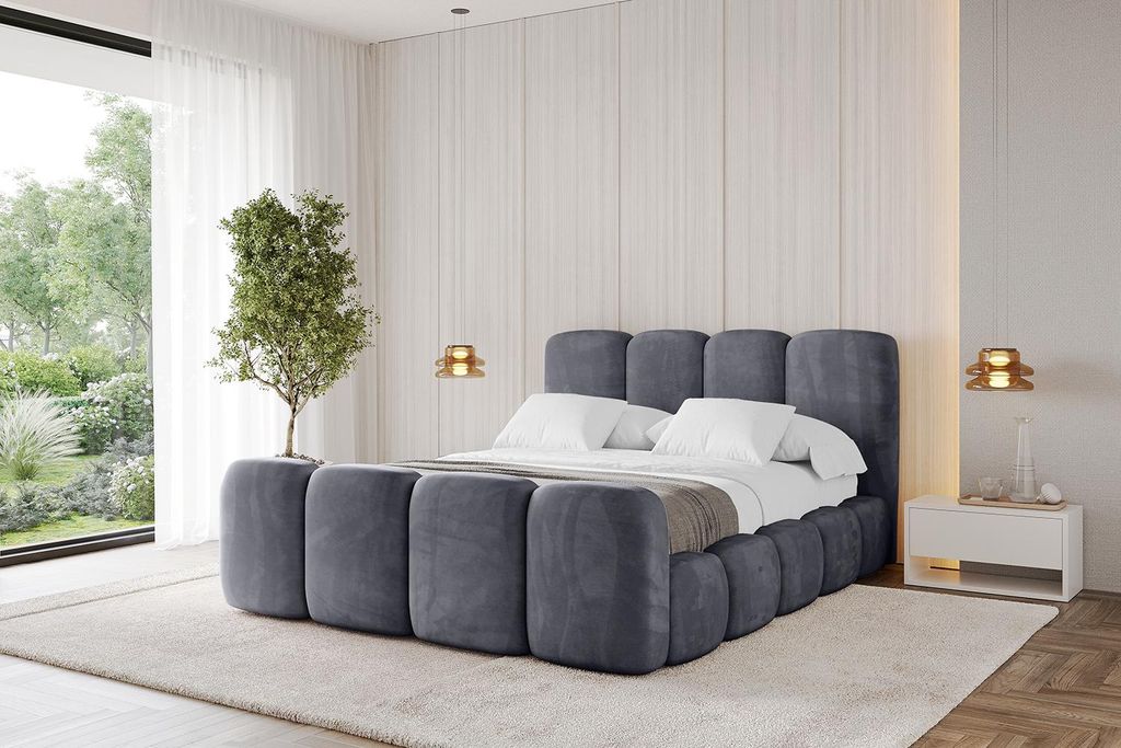 ALTDECOR Polsterbett mit Bettkasten, Fußteil und Lattenrost, Bett mit Matratze H3/H4, Kopfteil, Boxbett, Doppelbett mit Stauraum - KALA-Z 120x200 ...