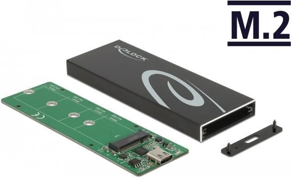 Custodia Alluminio Delock 42003 per SSD M.2 SATA | USB-C Nero