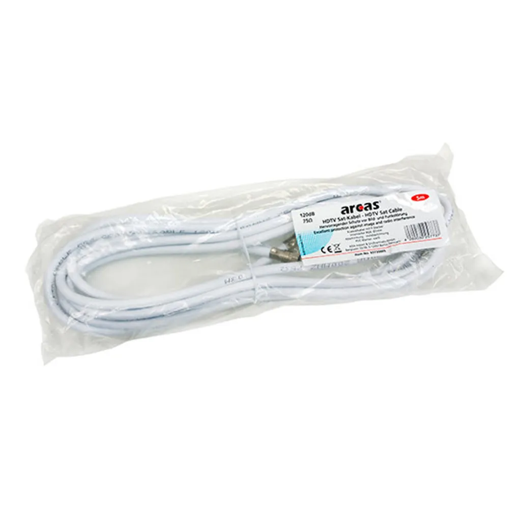 Câble TV Satellite Arcas 5 Mètres - Double Blindage et Connecteurs Pro