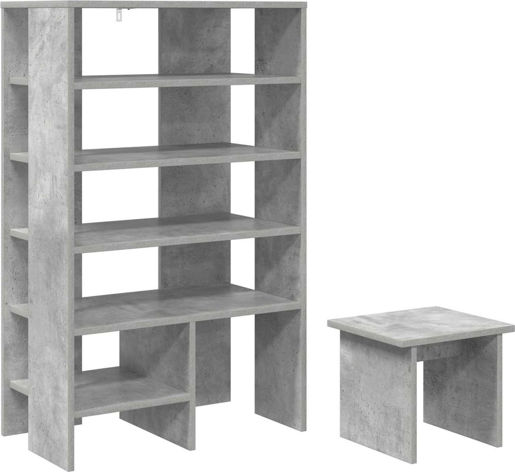 Schuhschrank mit Regal 2 pcs Beton Grau Holzwerkstoff