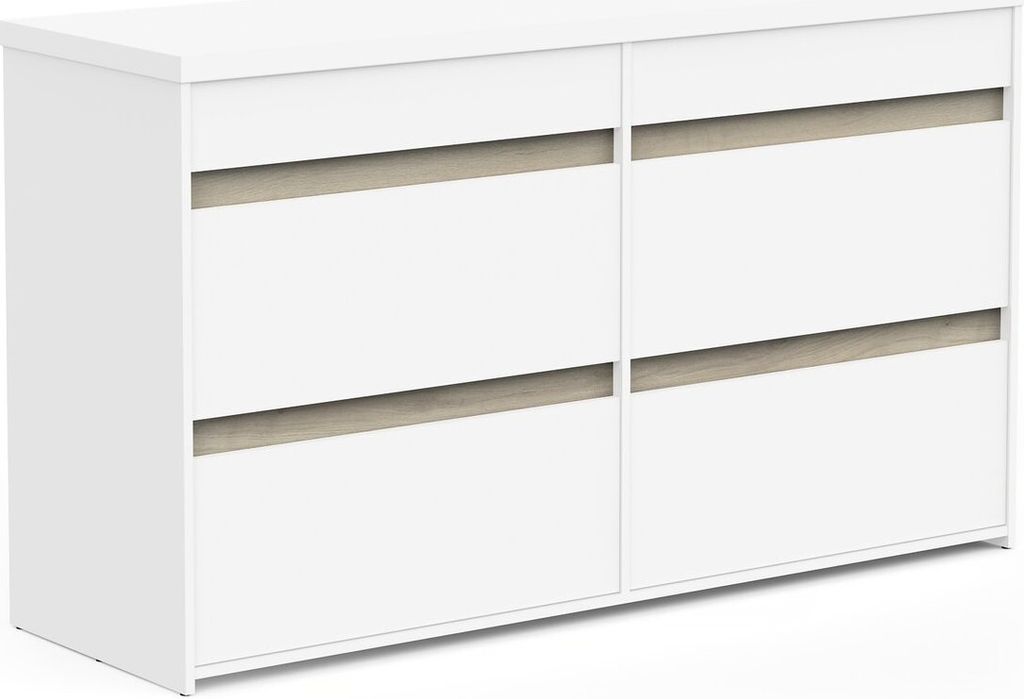 Clyde Kommode - mit 6 Schubladen - Nachbildung Weiß/Eiche