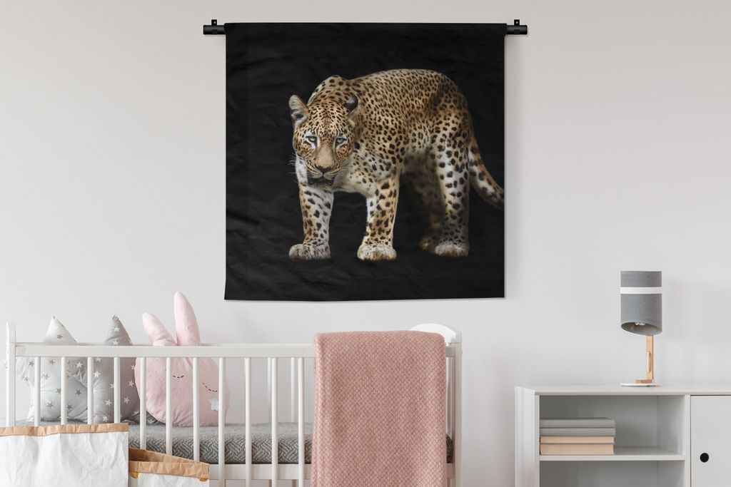 MuchoWow Wandteppich Wandbehang Leopard - Fell - Wild 90x90 cm Tapisserie Dekoration Wandtuch - Wandaufhänger