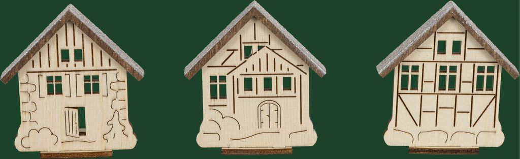 Beleuchtungszubehör Aufsteckhaus Schnee einseitig offen 3er-Set BxH 5x5,5cm NEU