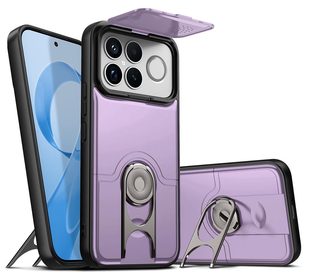 Handyhülle für Xiaomi Poco F8 Ultra / Redmi K90 Pro Max mit Dia Kameraschutz und Ringhalter Ständer, Stoßfeste Hybrid Schutzhülle Lila
