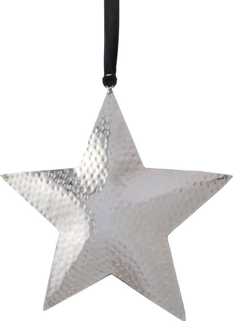 EDELSTAHL-STERN-HÄNGER. "GEHÄMMERT" ca 16cm.