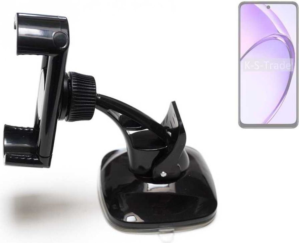 K-S-Trade kompakte Handy-Halterung Windschutzscheibe kompatibel mit Oppo A3 PKA110 Armaturenbrett schwarz Autohalterung KFZ Halter Scheiben-Halterung