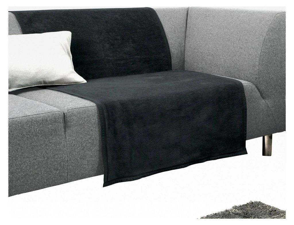Sofaschoner, Sesselschoner, Sofaläufer dunkelgrau Größe 75x200 cm - strapazierfähig, weich, temperaturausgleichend (weitere Farben)