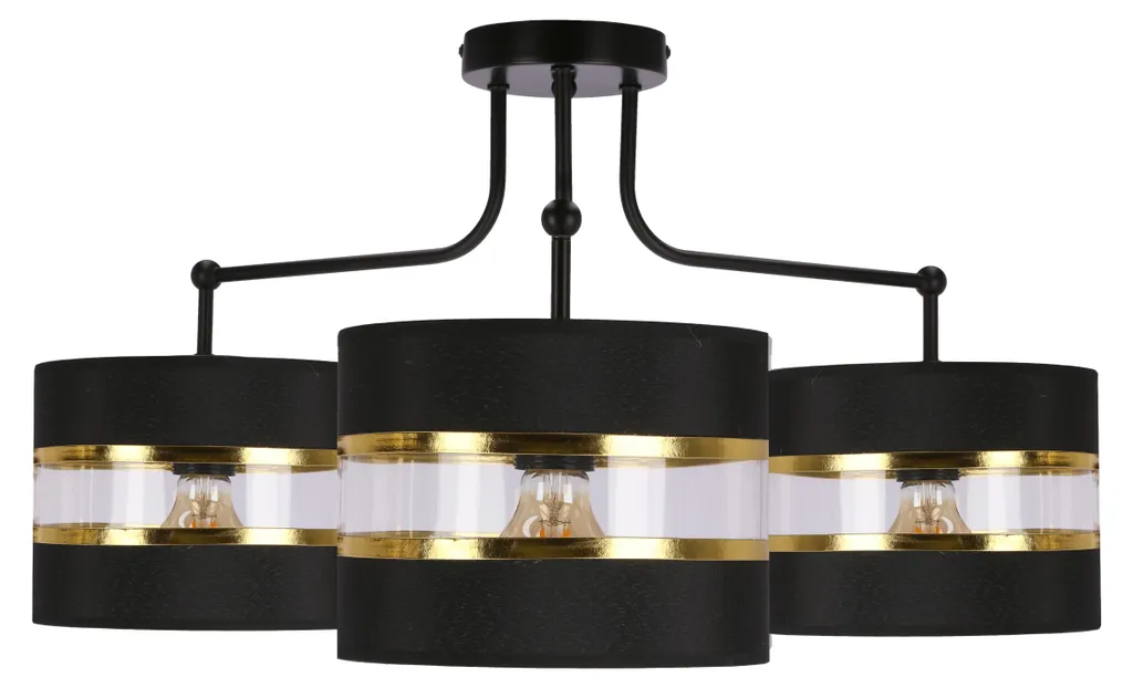 Suspension Luminaire 3 Lampes Noir Or pour Salon et Salle à Manger