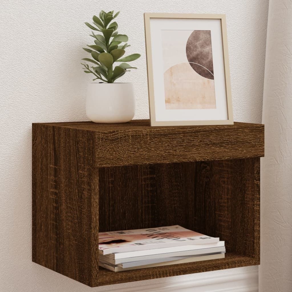Maison Exclusive - Wand-Nachttische mit LED-Leuchten 2 Stk. Braun Eichen-Optik