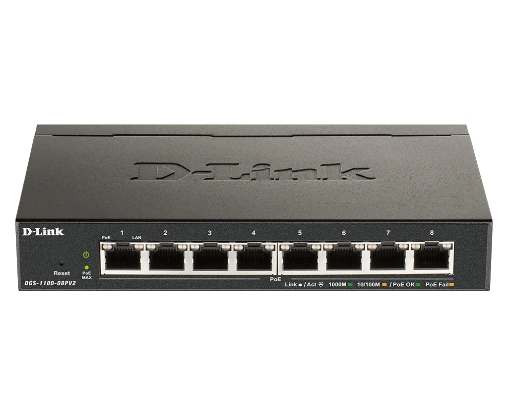 D-Link DGS-1100-08PV2 Switch 8 Ports PoE 64W Haute Performance 1Gbps