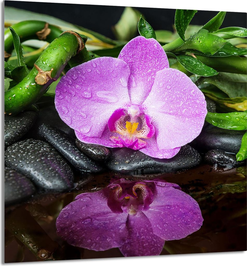 GLASPLATTE FÜR KÜCHE 60x65 Orchidee