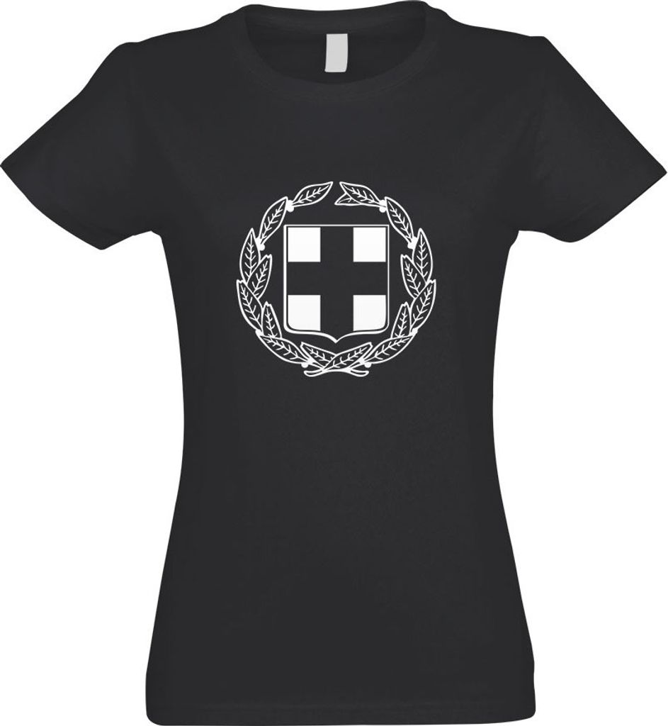 Kiwistar - T-Shirt tailliert - Damen - Graphit - Griechenland Wappen - mit Motiv Bedruckt - Funshirt Design - Sport - Freizeit - Damen - XL