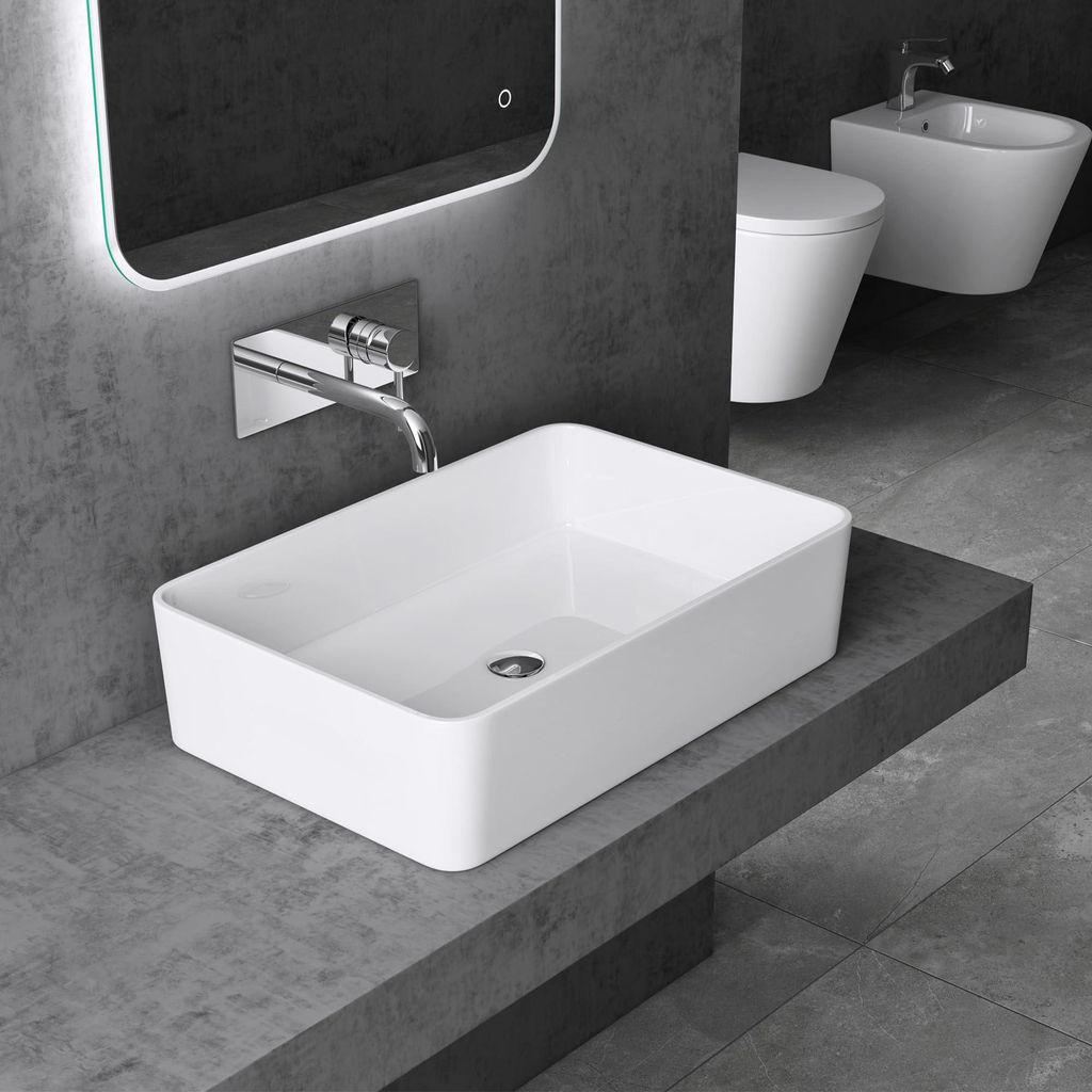 doporro Lavabo Vasque à Poser Solid Surface Rectangulaire Image du produit 